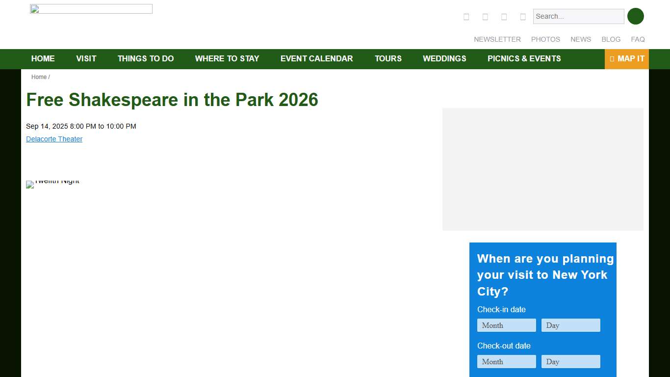 Free Shakespeare in the Park 2026 Central Park NYC