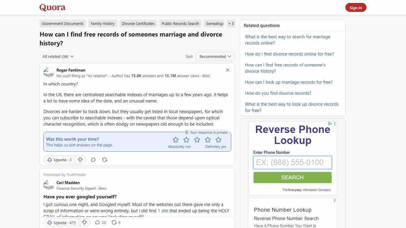 How to find free records of someones marriage and divorce history - Quora